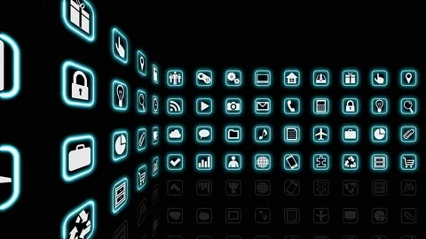 Technology Icon Network Symbol Digital R0b Cs soz icon kaku Stock Footage 140048534