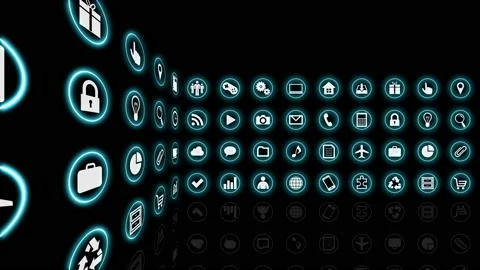 Technology Icon Network Symbol Digital R0b Cs soz icon maru Video stock 140049155