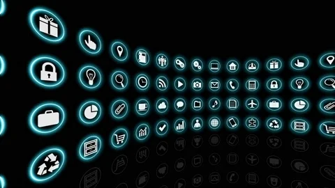 Technology Icon Network Symbol Digital R0b Cc soz icon maru Stock Footage 140049610