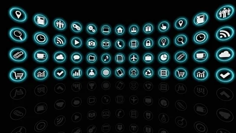 Technology Icon Network Symbol Digital R0b Ac soz icon maru 스톡 동영상 140058850
