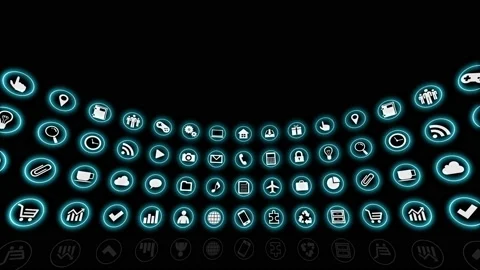 Technology Icon Network Symbol Digital R0b Bc soz icon maru Stock-Footage 140058955