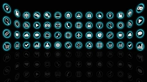 Technology Icon Network Symbol Digital R0b As soz icon maru Stock Footage 140059230
