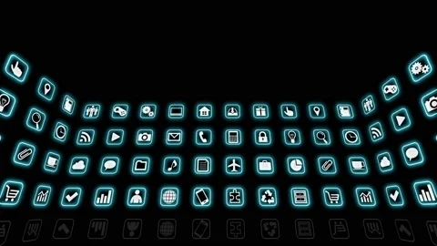 Technology Icon Network Symbol Digital devices R0b Bs soz icon kaku Stock Footage 140064947