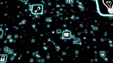Technology Icon Network Symbol Digital devices S0b M-S soz icon kaku Stock Footage 140066735