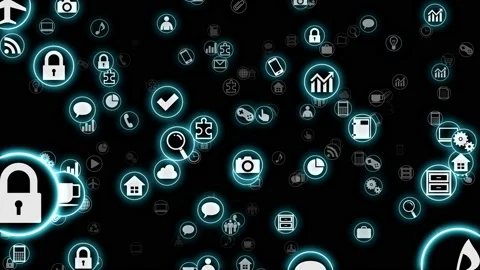 Technology Icon Network Symbol Digital devices S0b F-L soz icon maru Stock Footage 140067361