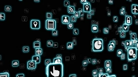 Technology Icon Network Symbol Digital devices S0b N-L soz icon kaku Stock Footage 140076969