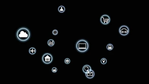 Technology Icon Network Symbol Digital devices Space A Rotate2 B Big Sozai Stock Footage 140239533