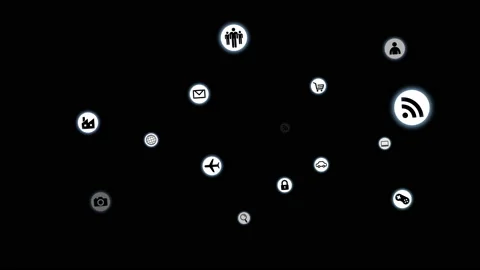 Technology Icon Network Symbol Digital Space A Move B Big Soz Stock Footage 140240795