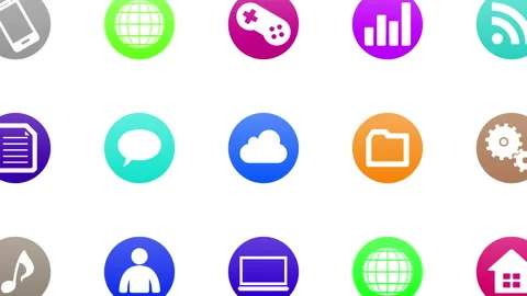 Technology Icon Network Symbol Digital  G1 C-L com maru white b Stock Footage 140344188