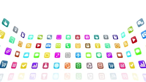 Technology Icon Network Symbol Digital  R1 Bs com kaku white Stock Footage 140366348