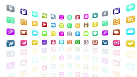 Technology Icon Network Symbol Digital  R1 Ac com kaku white Stock Footage 140370530