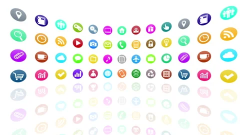 Technology Icon Network Symbol Digital  R1 Ac com maru white Stock Footage 140370824