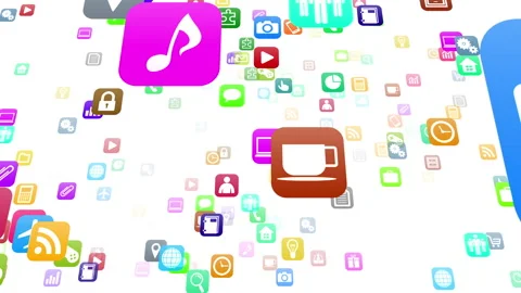 Technology Icon Network Symbol Digital  S1 M-L com kaku white Stock-Footage 140372316