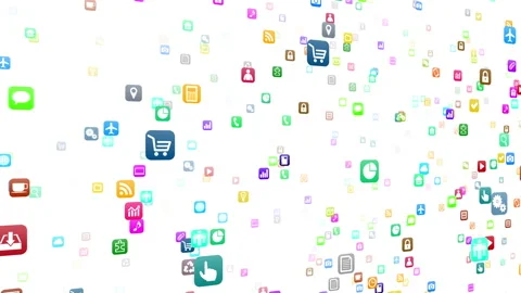 Technology Icon Network Symbol Digital S1 N-S com kaku white Stock Footage 140380856