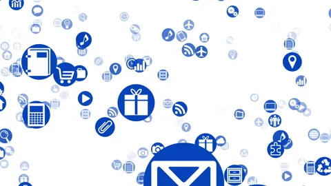 Technology Icon Network Symbol Digital S1 Y-L icon maru white 스톡 동영상 140383502