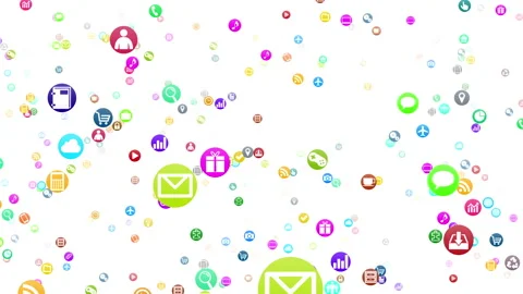 Technology Icon Network Symbol Digital S1 Y-S com maru white Stock Footage 140384235