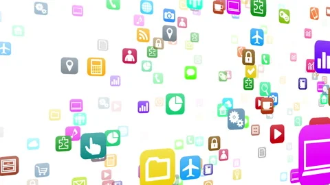 Technology Icon Network Symbol Digital S1 N-L com kaku white Stock Footage 140384398