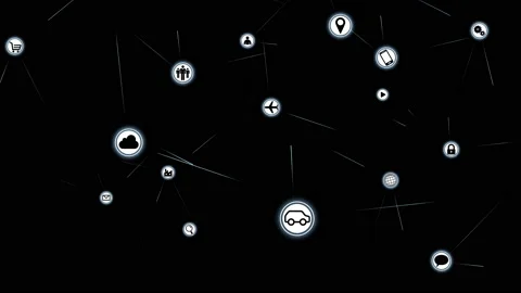 Technology Icon Network Symbol Digital B Side A Small Sozai Line inv Stock Footage 140576477