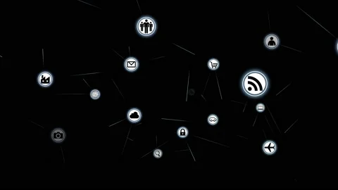 Technology Icon Network Symbol Digital B Move A Big Sozai Line inv Stock Footage 140576770