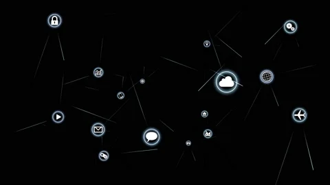 Technology Icon Network Symbol Digital Space B Rotate2 A Small Sozai Line Vídeos de archivo 140579522