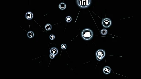 Technology Icon Network Symbol Digital Space B Rotate2 A Big Sozai Line Stock-Footage 140579744