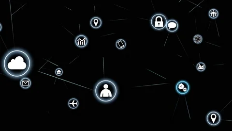 Technology Icon Network Symbol Digital Space B Side A Big Sozai Line Video stock 140580038