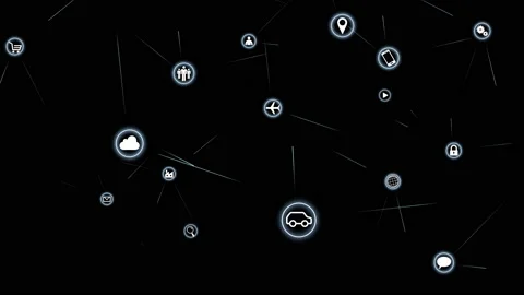 Technology Icon Network Symbol Digital Space B Side A Small Sozai Line Stock Footage 140580378