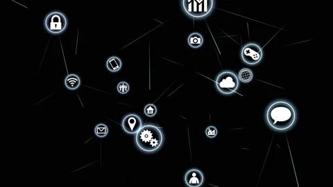 Technology Icon Network Symbol Digital devices Space B Rotate1 A Big Sozai Line 스톡 동영상 140580824