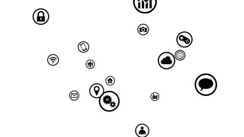 Technology Icon Network Symbol Digital devices Space M Rotate1 A Big Sozai Video stock 140877913