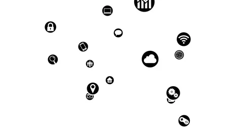Technology Icon Network Symbol Digital devices Space M Rotate2 A Big Sozai inv Video stock 140878247