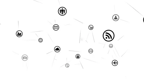 Technology Icon Network Symbol Digital devices Space N Move A Big Sozai Line 스톡 동영상 140879581