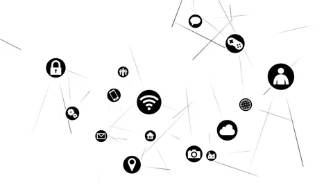 Technology Icon Network Symbol Digital devi Space N Rotate1 B Big Sozai Line inv 스톡 동영상 140880611