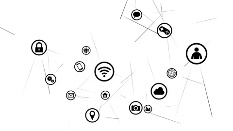 Technology Icon Network Symbol Digital devices Space N Rotate1 B Big Sozai Line Видео 140880766