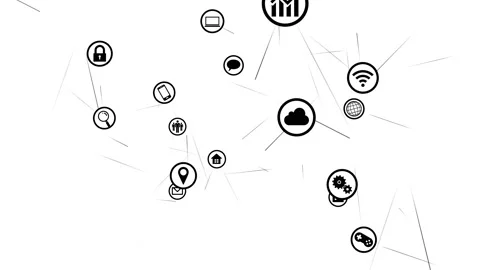 Technology Icon Network Symbol Digital devices Space N Rotate2 A Big Sozai Line 스톡 동영상 140880894
