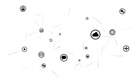 Technology Icon Network Symbol Digital device Space N Rotate2 A Small Sozai Line Stock-Footage 140881074