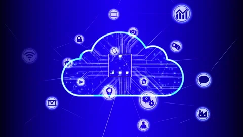 Technology Icon Network Symbol Digital devices D Rotate1 A Big Inv Blue Cloud Видео 141494927