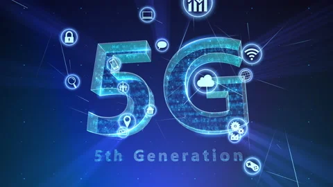 Technology Icon Network Symbol Digital devices D Rotate2 A Big Blue 5G 스톡 동영상 141506126