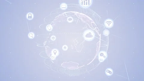 Technology Icon Network Symbol Digital devices D Rotate2 A Big Inv Gray Earth 스톡 동영상 141509305