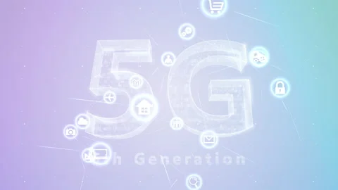 Technology Icon Network Symbol Digital devices D Rotate2 B Big Gray 5G Stock Footage 141511779