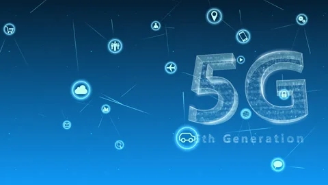 Technology Icon Network Symbol Digital devices D Side A Small Blue 5G 스톡 동영상 141516666