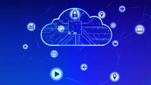 Technology Icon Network Symbol Digital devices D Side A Big Inv Blue Cloud 스톡 동영상 141522924