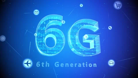 Technology Icon Network Symbol Digital devices D zoom A Small Inv Blue 6G Vídeos de archivo 141597628