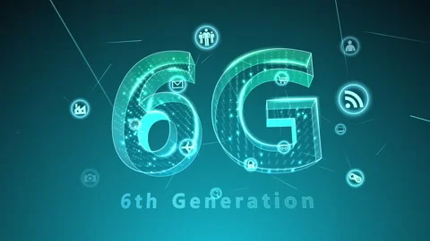 Technology Icon Network Symbol Digital devices D zoom B Big Blue 6G Stock Footage 141602995