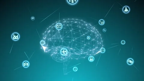 Technology Icon Network Symbol Digital devices D zoom B Big Blue Brain Stock Footage 141603048