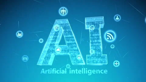 Technology Icon Network Symbol Digital devices D zoom A Big Blue AI Stock Footage 141708166