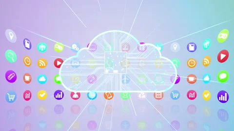 Technology Icon Network Symbol Digital devices E R0 As maru Cloud Video stock 141753953