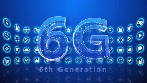 Technology Icon Network Symbol Digital devices E R0b As icon maru 6G Stock Footage 141775959