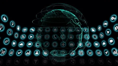 Technology Icon Network Symbol Digital devices E R0b Bs icon maru Earth Vídeos de archivo 141776507