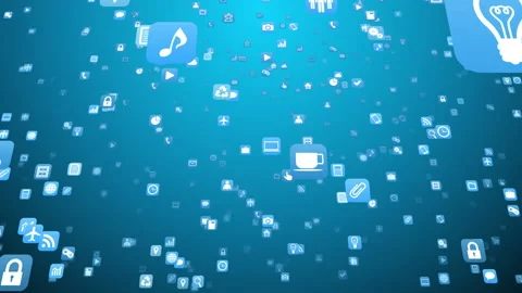 Technology Icon Network Symbol Digital devices E S0 M-S kaku Nashi Stock Footage 141789118