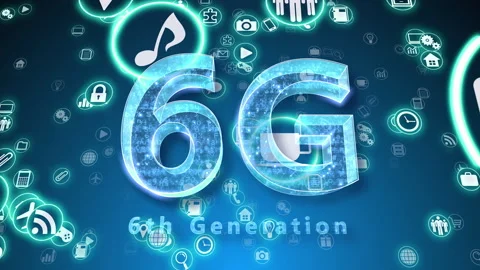 Technology Icon Network Symbol Digital devices E S0b M-L icon maru 6G Stock-Footage 141807680